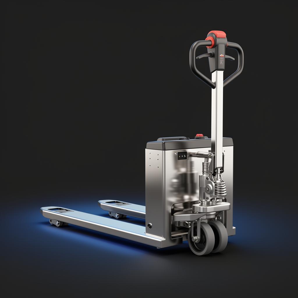 Stainless cleanroom material handling — powered pallet truck